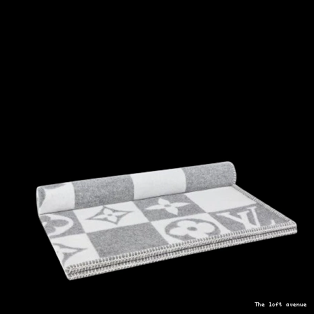 BLANKET GREY THROW CHECKERED CUSTOM 0808
